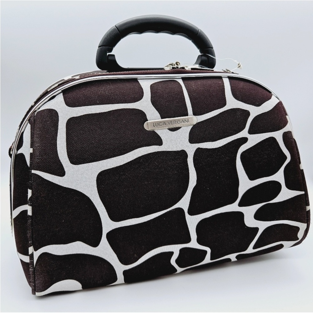 LUCA VERGANI | giraffe print hard-sided travel cosmetics case bag